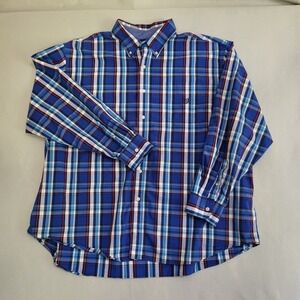 Chaps Ralph Lauren Long Sleeve Button Up Plaid Shirt Easy Care Men's 3XB